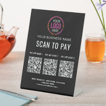 Scan to Pay 3 QR Codes Business Logo Pedestzeichen