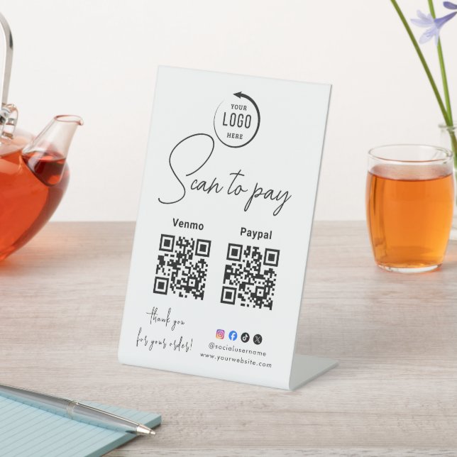 Scan To Pay Business Logo Qr Code Sockelschild (In SItu)