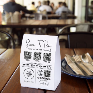 Scan To Pay Business Qr Code Payment Modern Black Tischaufsteller