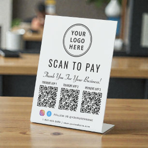 Scan-to-Pay-Logo 3 Zahlungs-QR-Codes Sockelschild