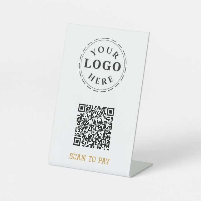 Scan to Pay Pedestal Sign mit QR Code & Logo Sockelschild (Vorderseite)
