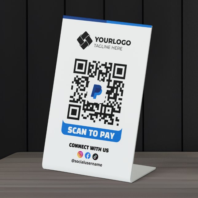 Scan to Pay QR Code Payment Paypal-Logo Sockelschild (Von Creator hochgeladen)