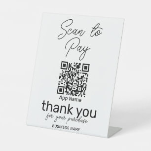 Scan to Pay QR Code Payment Schwarz-weiß modern Sockelschild