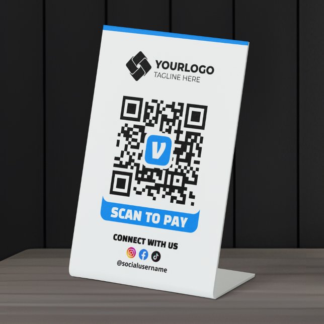 Scan to Pay QR Code Zahlung Venmo Logo Sockelschild (Von Creator hochgeladen)