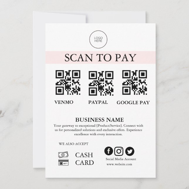 Scan to Pay Sign QR Code Payment Sign for Small Bu (Vorderseite)