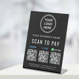 Scan to Pay Venmo Paypal CashApp QR-Codes Logo Sockelschild