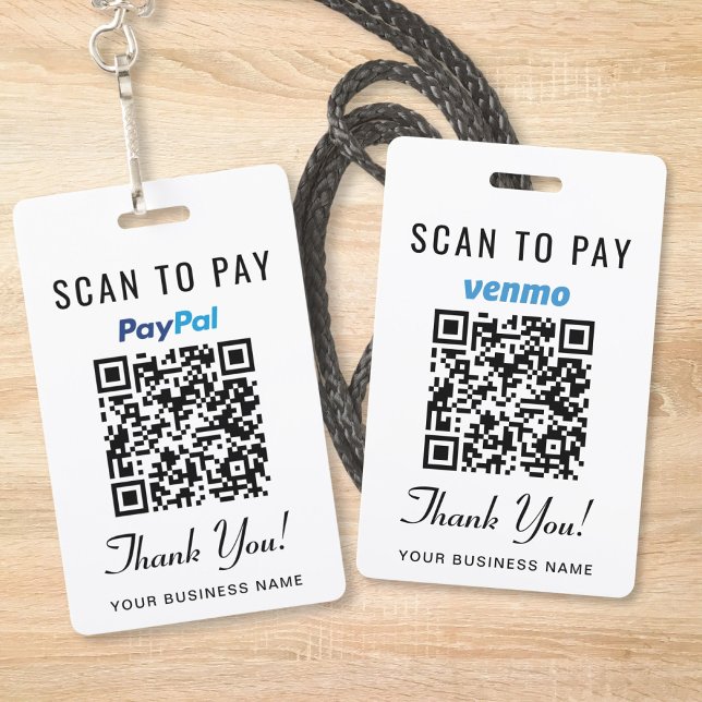 Scan to Pay Venmo PayPaL QR Code Ausweis (Von Creator hochgeladen)