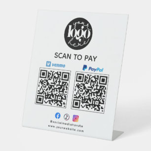 Scan to Pay Venmo & PayPal QR Code Business-Logo Sockelschild