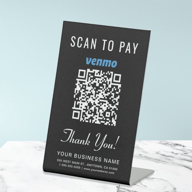 Scan to Pay Venmo QR Code Black Sockelschild (Von Creator hochgeladen)