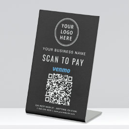 Scan to Pay Venmo QR Code Logo Black Sockelschild