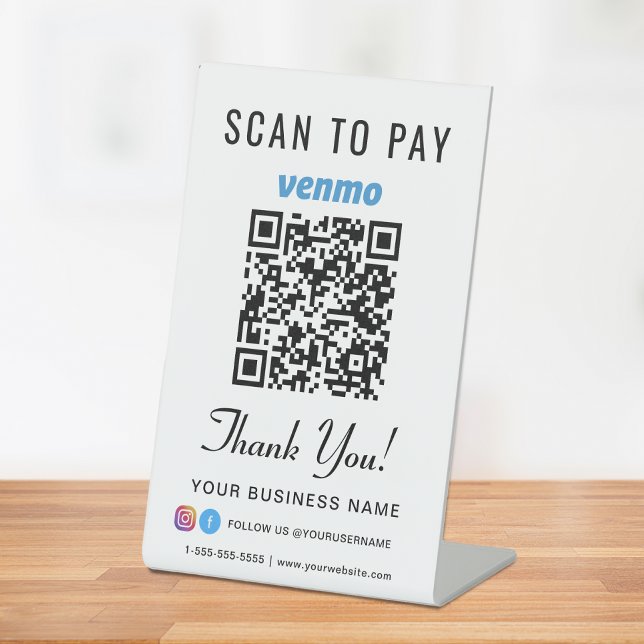Scan to Pay Venmo QR Code Sockelschild (A QR code sign to effortlessly connect your customers to your payment platform)