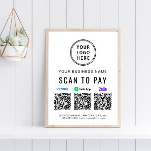 Scan to Pay Venmo Zelle CashApp QR-Codes Logo Poster