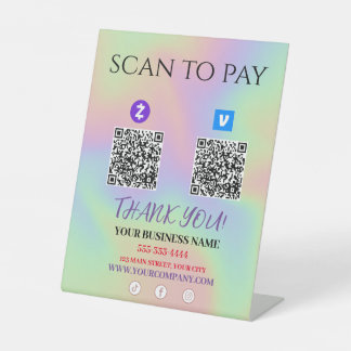 Scan To Pay Zelle Venmo QR code  Sockelschild