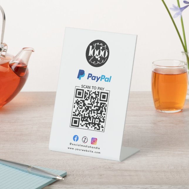 Scan to PayPal QR Code Business-Logo Sockelschild (In SItu)