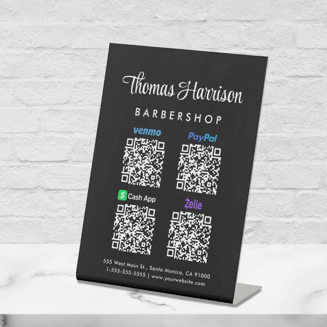 Scan to PayPal Venmo CashApp Zelle QR Code Sockelschild (A QR code sign to effortlessly connect your customers to your payment platforms)