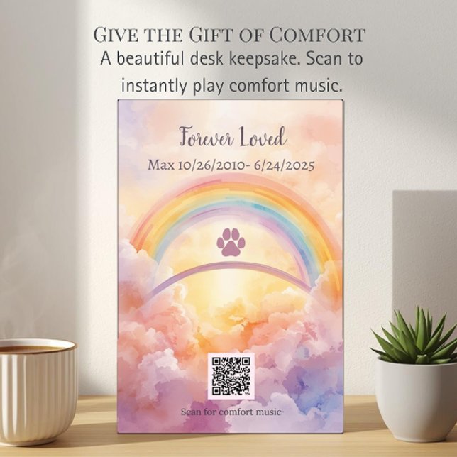 Scan to Play Pet Sympathy Plaque | Rainbow Bridge Fotoplatte (Von Creator hochgeladen)