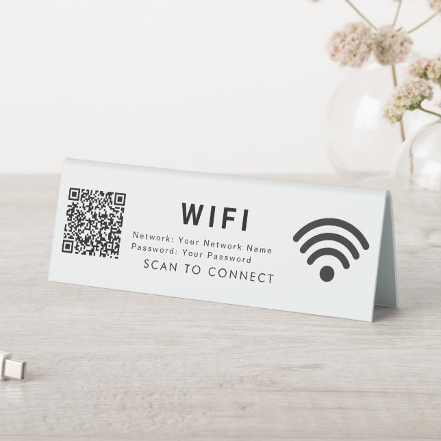 Scan zum Verbinden von WiFi 6x2-Tabellenzeichen mi Tischaufsteller (In Situ (Tisch))