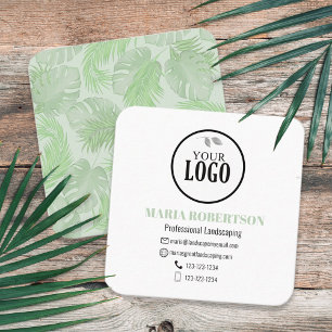 Scan zur Verbindung   QR Code Company Logo Palm Bl Quadratische Visitenkarte
