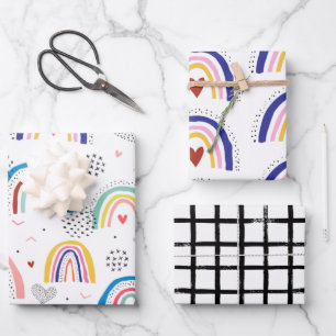 Scandi Arc-en-ciel Enveloppement papier ensemble