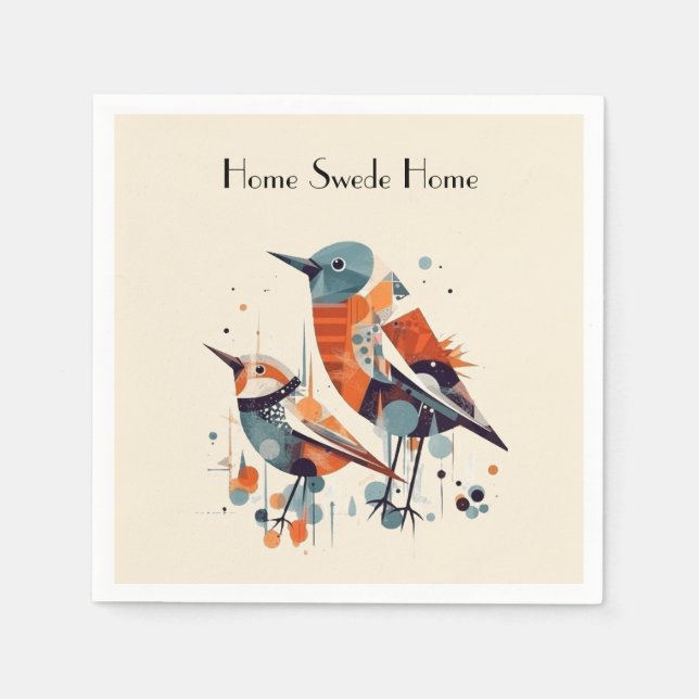 Scandi Aviary Duet, individuell Serviette (Vorderseite)