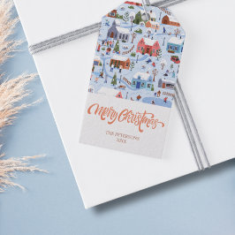 Scandi Christmas Village Hygge Cozy Pastel Familie Geschenkanhänger