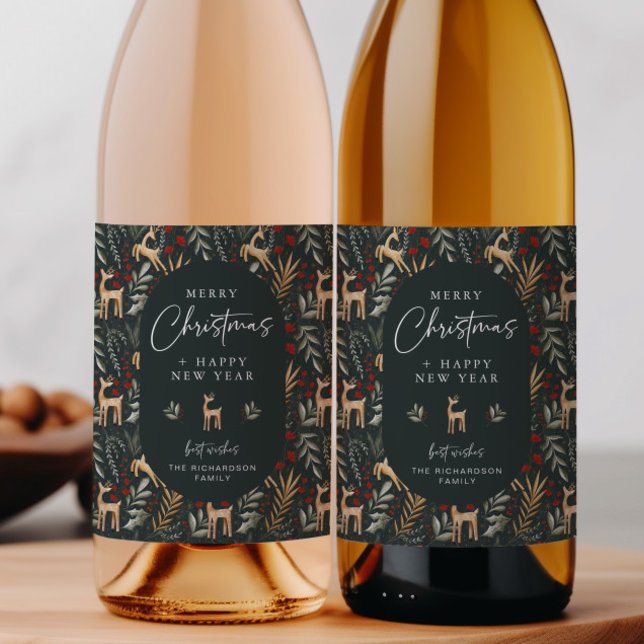 Scandi Christmas Wein Flasche Getränk Geschenk Hir Weinetikett (Von Creator hochgeladen)