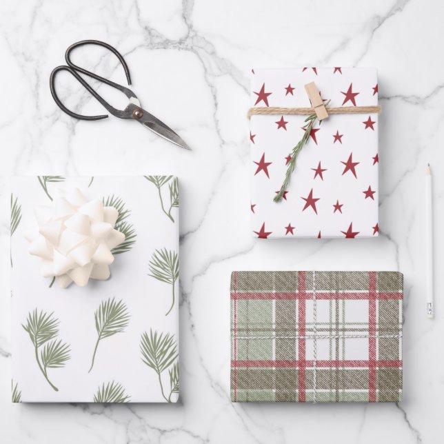 Scandi Country Weihnachtswrapping Paper Sheets Geschenkpapier Set (Vorderseite)