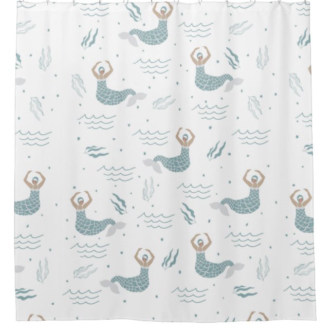 Scandi Niedlich Dancing Mermaid Illustration Sea Duschvorhang (Vorderseite)
