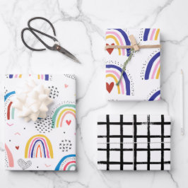 Scandi Rainbow Wrapping Paper Set Geschenkpapier Set