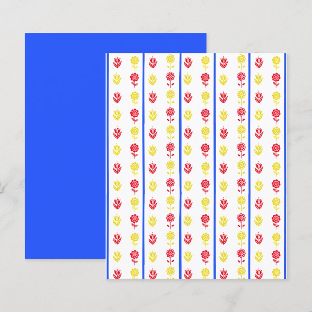 Scandi Red Yellow Blume Blue Strip Scrapbook (Vorne/Hinten)