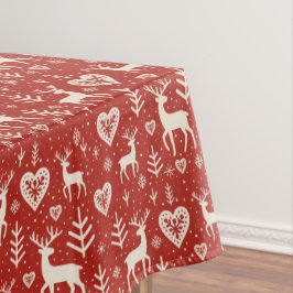 Scandi Reindeer Hearts Tischdecke