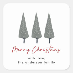 Scandi Trees Frohe Weihnachtsfeiertage Quadratischer Aufkleber