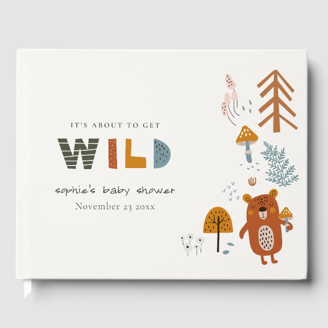 Scandi Wild Tropical Woodland Animals Baby Dusche Gästebuch (Vorderseite)