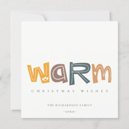 Scandi Yellow Gray Text Warme Weihnachtswünsche Feiertagskarte