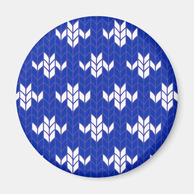 SCANDIA BLAUE STRICK Round Magnet (Vorne)