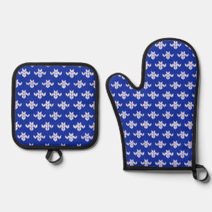 SCANDIA BLAUE STRICKHANDSCHUH- UND TOPFLAPPEN-Garn Ofenhandschuh & Topflappen-Set