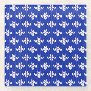 SCANDIA BLUE STRICK Glass Drink Untersetzer
