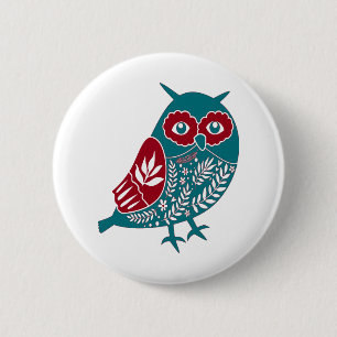 Scandia Christmas Owl Engel Blue and Red Scandia Button