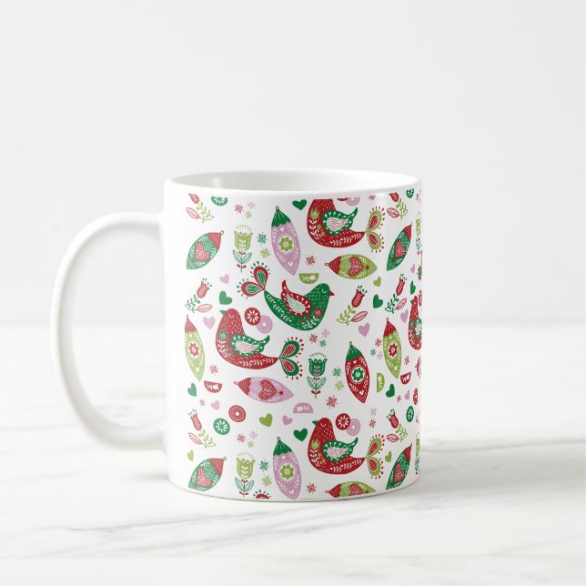 Scandinave Folk Art Holiday Print Mug (Gauche)