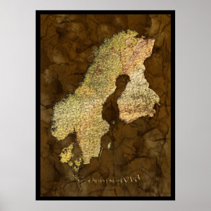 SCANDINAVIA MAP Art Poster III