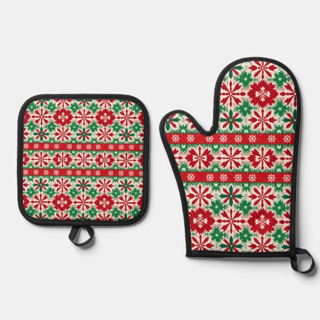Scandinavian Christmas Edition 2 Ofenhandschuh & Topflappen-Set (Vorderseite)