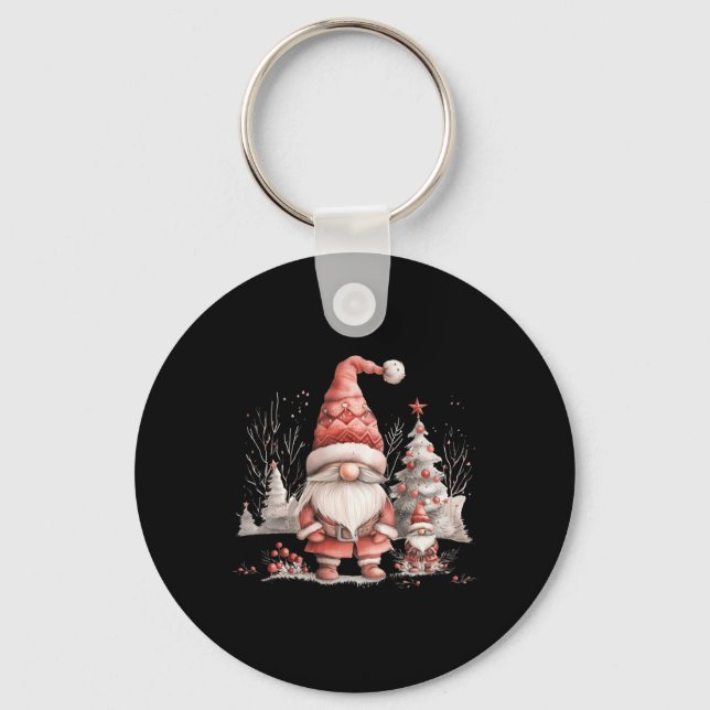 Scandinavian Christmas Gnome Red Berries T Shirt  Schlüsselanhänger (Vorderseite)