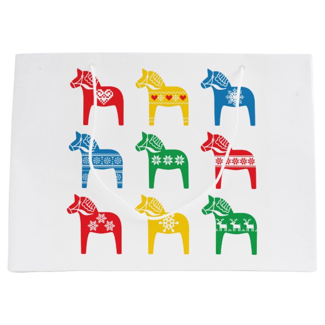 SCANDINAVIAN DALA HORSE GIFT BAG  GROßE GESCHENKTÜTE (Vorderseite)