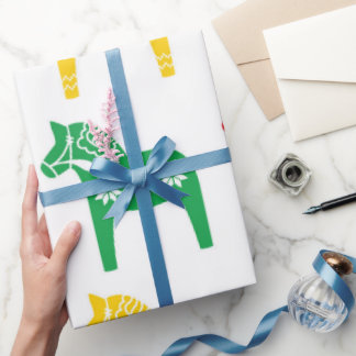 SCANDINAVIAN DALA HORSE GIFT WRAPPING GESCHENKPAPIER