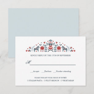 SCandinavian Dala Horse WEDDING RSVP MEAL WAICE Karte