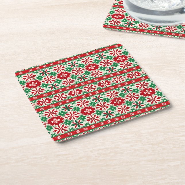 Scandinavian Fair Isle Christmas Edition 2 Rechteckiger Pappuntersetzer (angewinkelt)