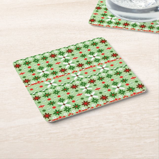 Scandinavian Fair Isle Christmas Edition 4 Rechteckiger Pappuntersetzer (angewinkelt)