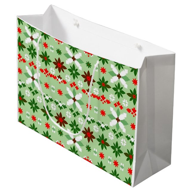 Scandinavian Fair Isle Christmas Große Geschenktüte (Vorderseite Schrägansicht)