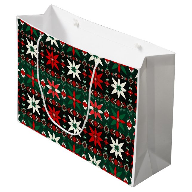 Scandinavian Fair Isle Christmas Große Geschenktüte (Vorderseite Schrägansicht)