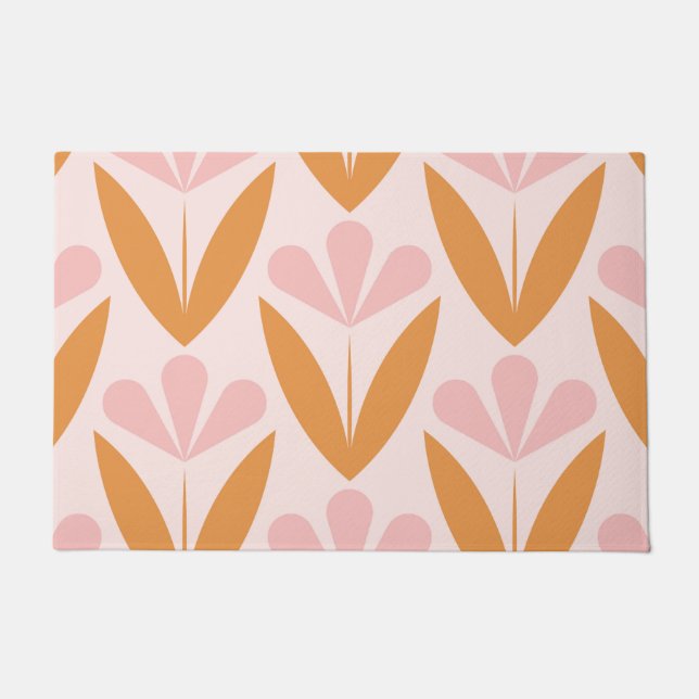 Scandinavian floral pattern,retro style,mid centur fußmatte (Vorderseite)